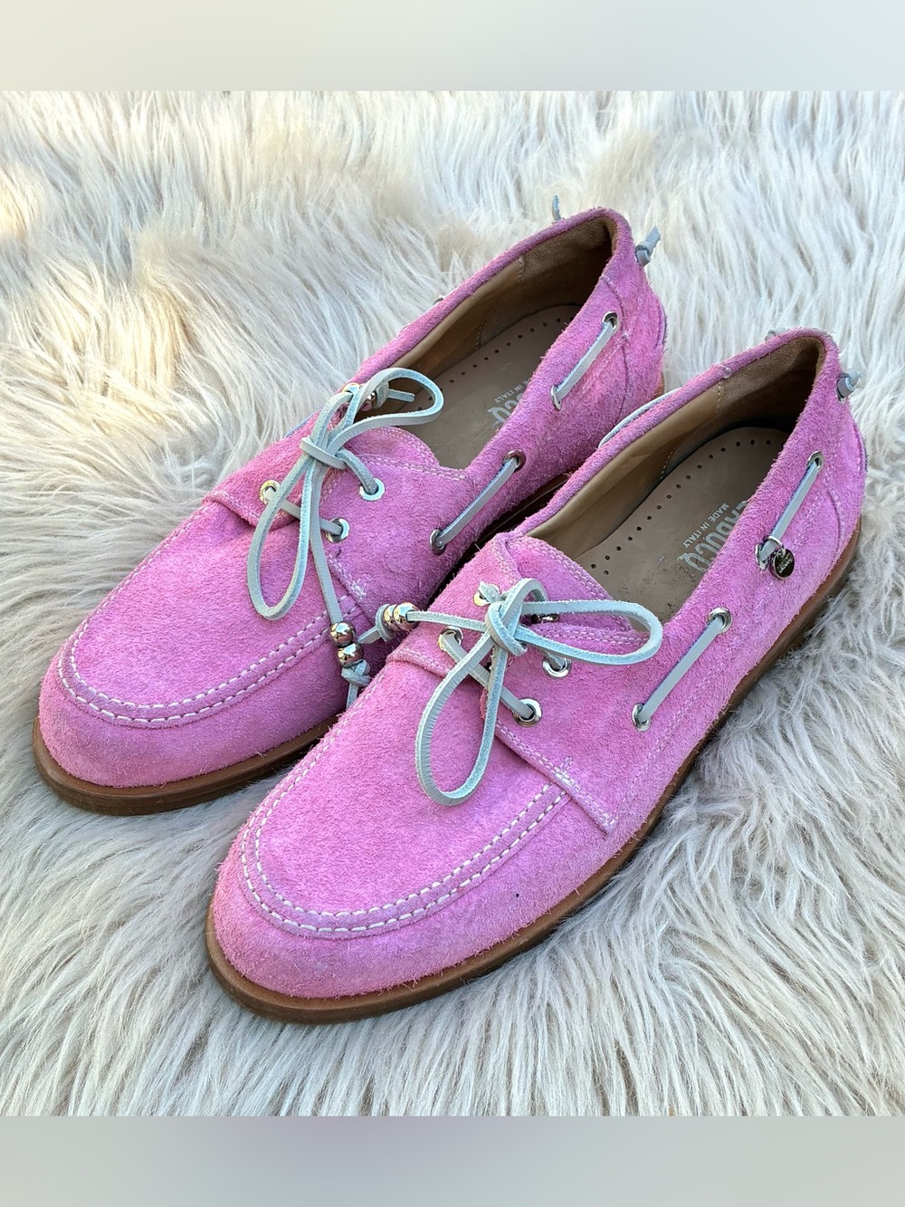 Labucq NWOT Pink Suede Nelson Boat Shoes Sz 43, 12-12.5 US